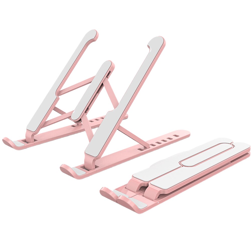 Verstellbare faltbare aluminiumlegierung stützbasis laptopständer rutschfeste kühlhalterung ausgehöhlt reise tragbar multi-winkel: Rosa