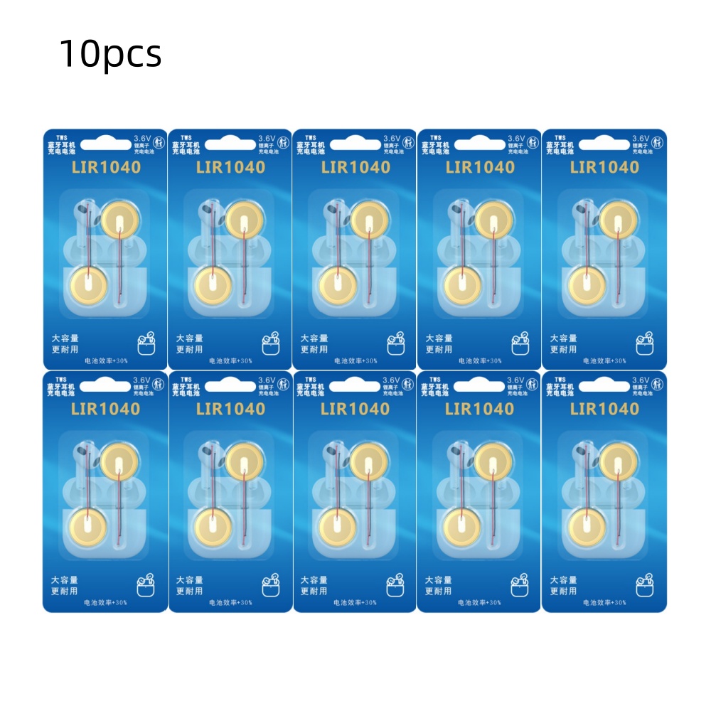 2-10PCS LIR1040 Battery For Bluetooth Headset 3.6V 35mAh Steel Shell Button Battery: green