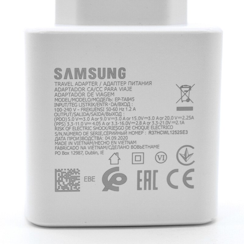 Samsung-cargador superrápido para móvil, adaptador de carga rápida EP-TA845 para Galaxy A91, A71, S20 +, S20, Ultra, 45W, Pd, Pss, Samsung note 10 Plus