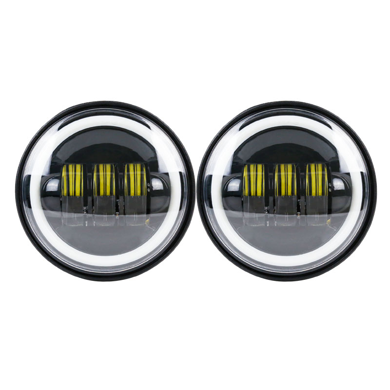 Feux antibrouillard led pour motos, moteur 4-1/2 ", 4.5", support de lampe noir/chromé, DRL, 4.5 pouces