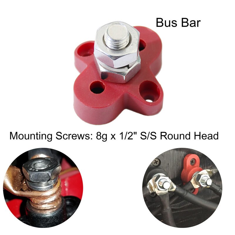 3/8" DC 48V Busbar Power Terminal Block Heavy Duty M10 Positive Negative Power Distribution Stud for Truck RV Ship Boat