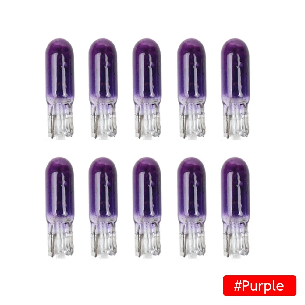 Ampoule Led W2W T5 12V 1.2W, 10 pièces, lampe d'instrument, lumière intérieure de voiture, lampe halogène, lumières d'instruments pour tableau de bord: Violet