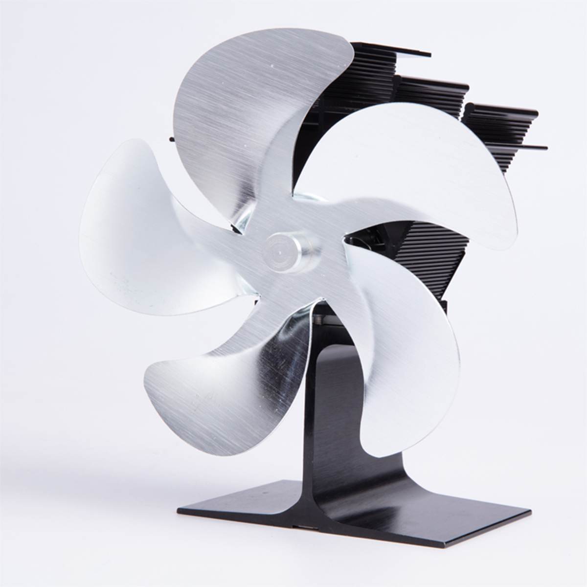 Automática 5 cuchillas estufa de calor con ventilador Eco ventilador para hogar quemador de madera silencioso ahorro de energía hogar distribución eficiente del calor: SILVER