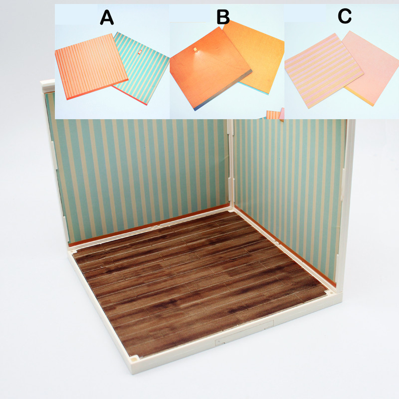 1/12 Dollhouse Miniature Scene Background Board 3D Handmade Hut Toy Making Accessories DIY Micro Landscape Stereoscopic Ornament: GRAY