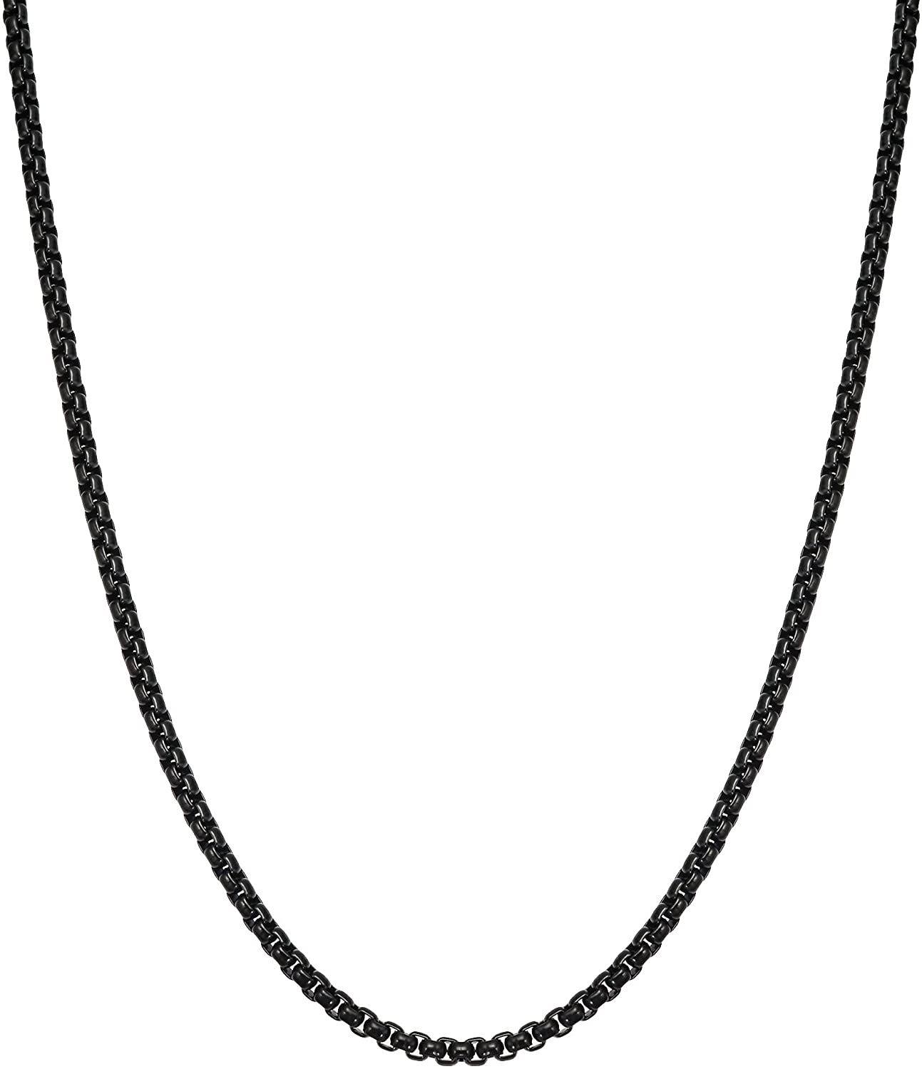 2MM 2.5MM 3MM 4MM Black Box Necklaces Stainless Steel Rolo Cable Chain For Men Women USENSET: 40cm / WHITE