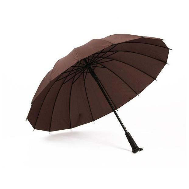 Semi-automatic Wind Resistant Long Handle Umbrella Men And Women Outdoor Rainy Umbrellas 16 Ribs Big Windproof Umbrellas Rain: Brown