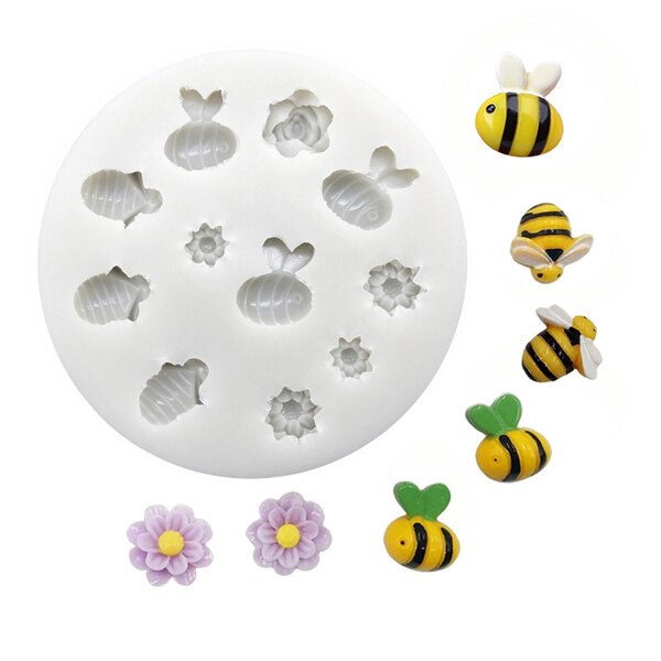 Bee Bloem Silicone Mold Fondant Cake Chocolate Candy Jello Siliconen Decorating Gereedschap: Fbee