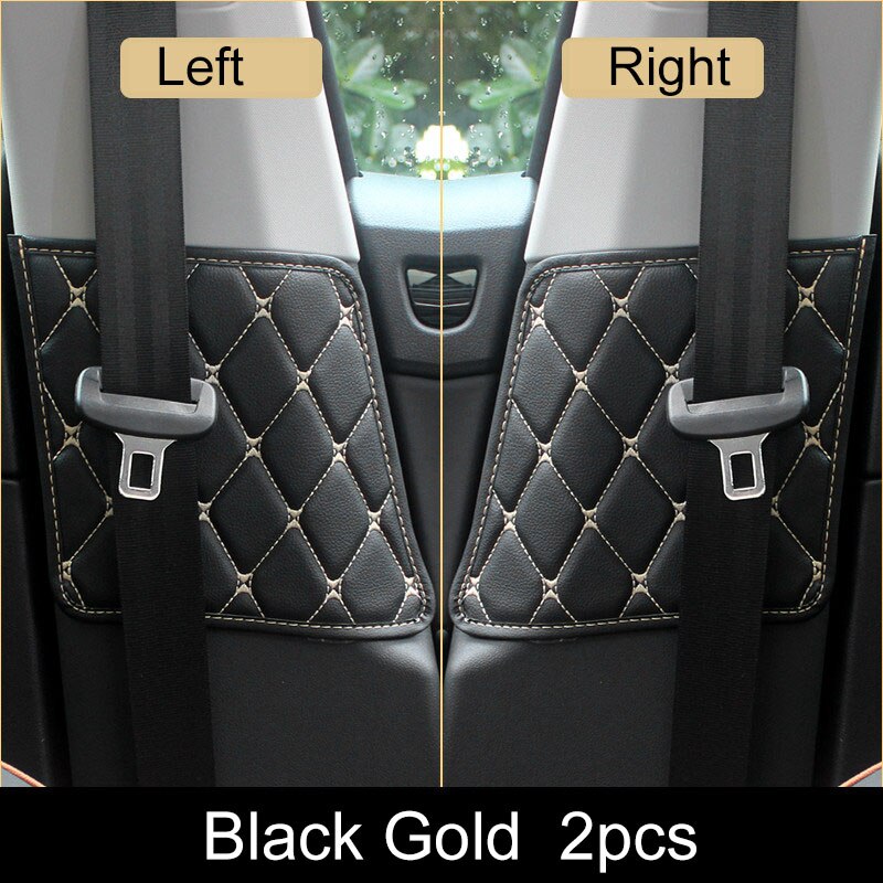 2 stk/sæt bilsæde sikkerhedssele beskyttelsespude crashmåtte cover til skoda kodiaq interiør tilbehør bil styling: Sort guld 2 stk