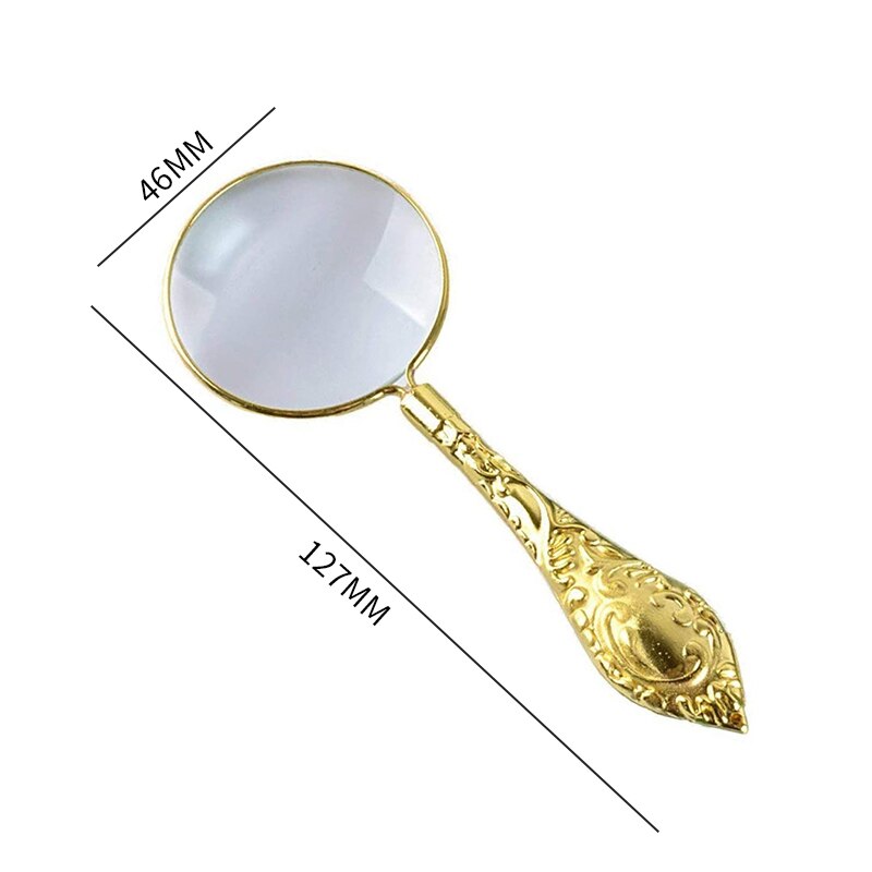 2 Colors European Delicate Pattern Handle Retro Glass Lens High-Grade Embossed Handle Reading Magnifying Glass Carved Magnifier