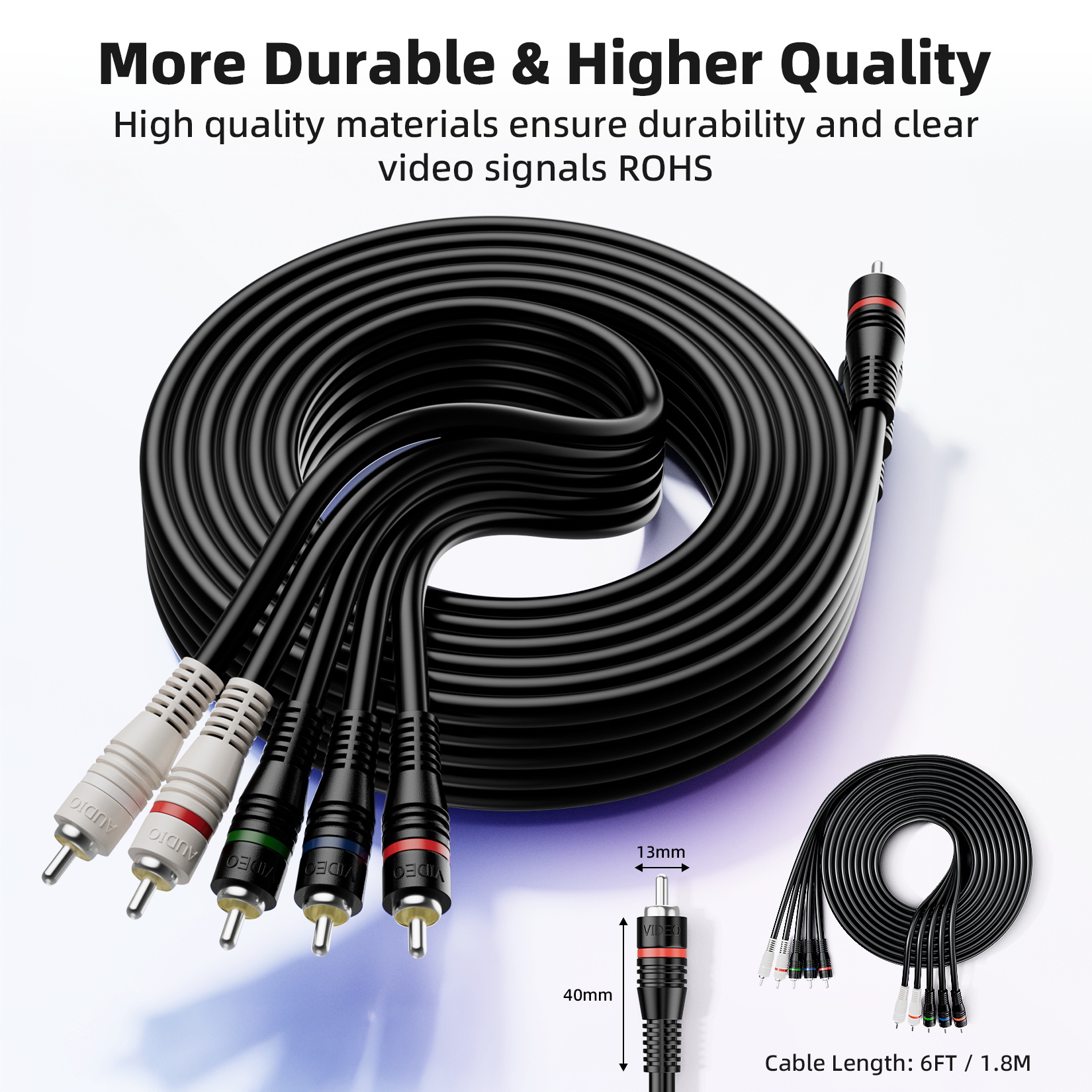 5 rca ypbpr-komponentenkabel mit rgb-Audio--komponentenkabel, 6ft 1.8m ypbpr-Video-/audiokabel für dvd-Spieler, einstellen-oben-Kasten, tv-Kasten und hdtv