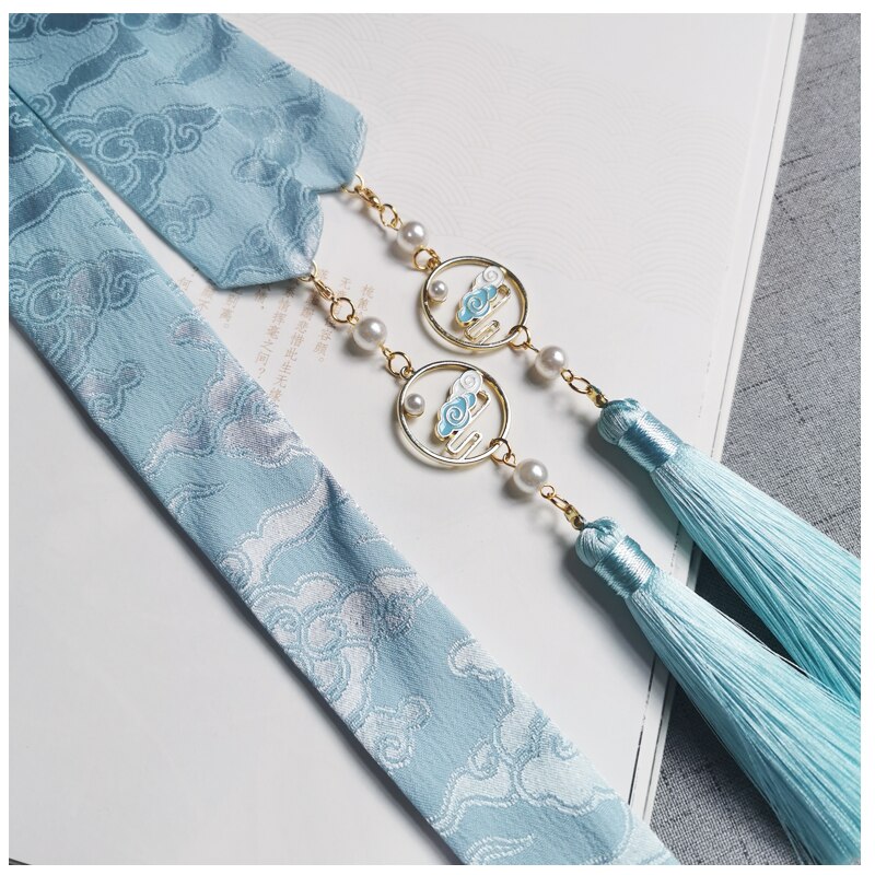 Quasten Haar Band Alte Stil Bandeau Himmel Blau Günstigen Wolken aufbringen Haar Band Hanfu Zubehör
