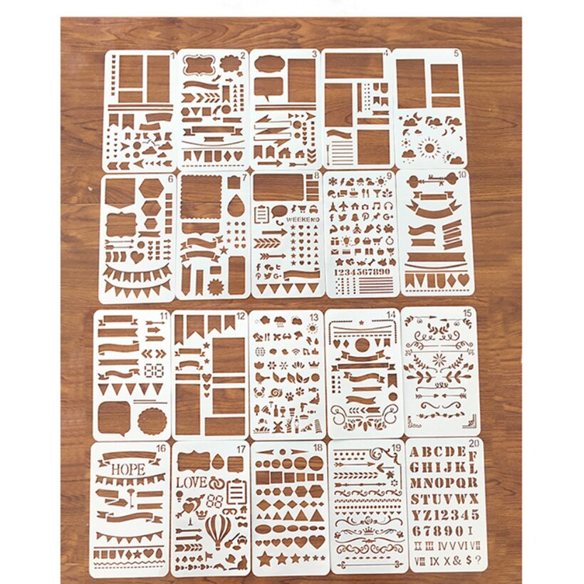12/20pcs DIY Drawing Template Diary Planner Journal Notebook Diary Scrapbook Bullet Journal Stencil Set Plastic Planner