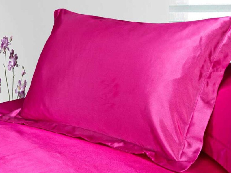 58x70cm High Standard Pure Satin Silk Soft Pillowcase Cover Chair Seat Bedding Throw Pillow Covers Square Pillow Case Multicolor: Rose red