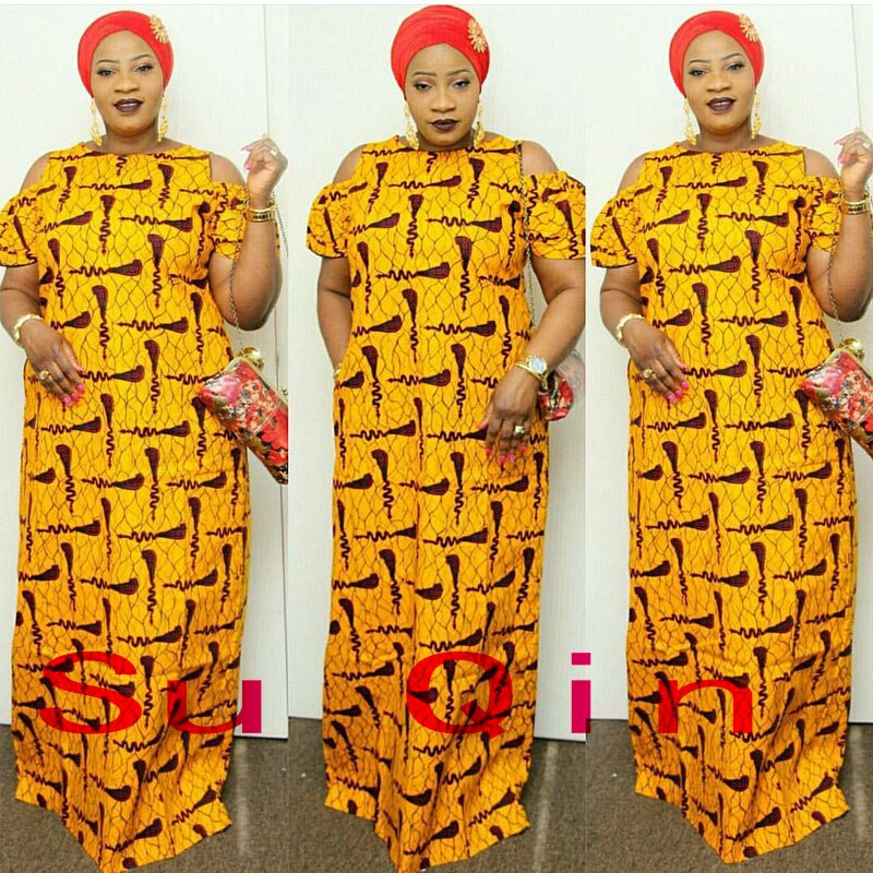 brand loose women maxi dashiki dress bazin print elastic african style plus size femmes vestidos (LJ#)