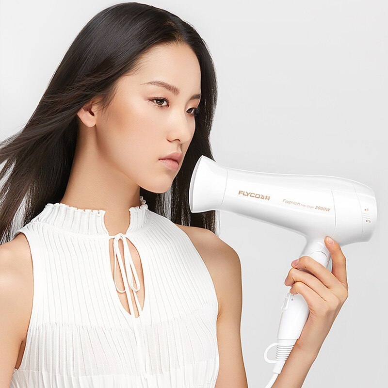 Flyco-secador de pelo plegable de iones negativos, 2000W, , Control de temperatura del viento frío y , herramienta de estilo multifuncional
