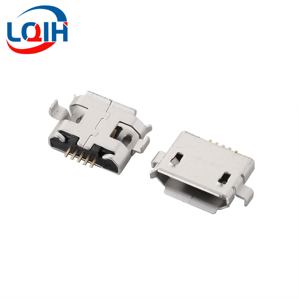 Conector Micro USB 2 de 5 pines, conector hembra DIP SMD para teléfono, tabletas, altavoces, etc., puerto de carga, enchufe de alimentación v8, 10 Uds.: Gris