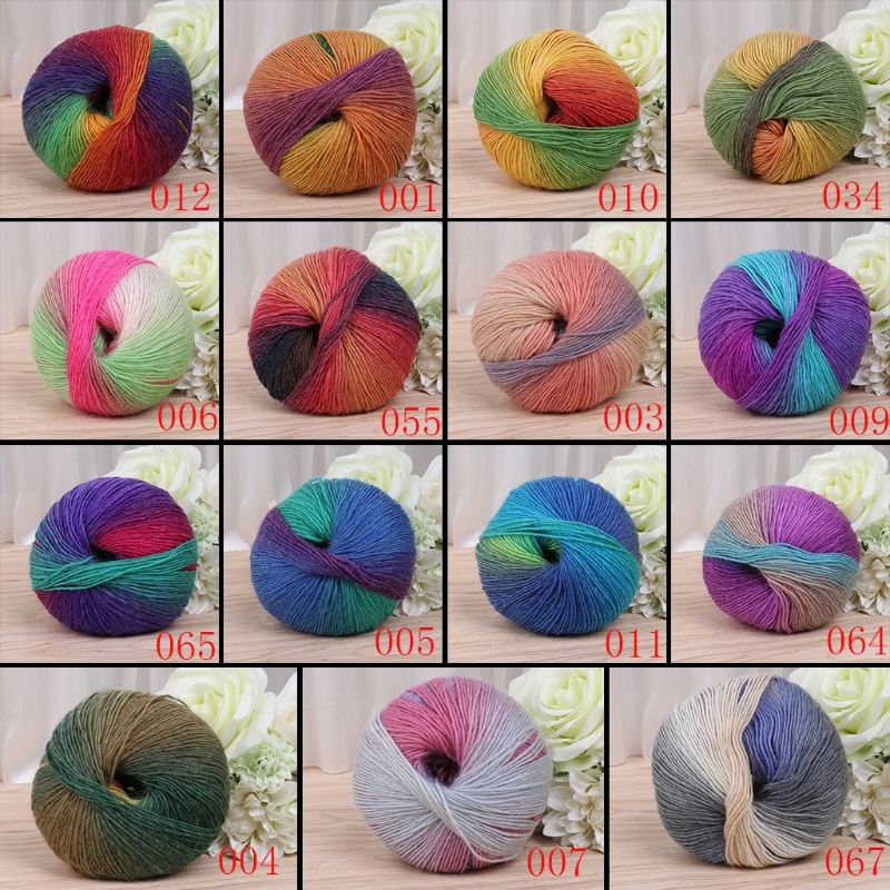 19 kleuren 50g Hand-geweven Regenboog Kleurrijke Gehaakte Kasjmier Wol Blend Garen Breien voor Winter voor weven Trui muts Sjaal Kni