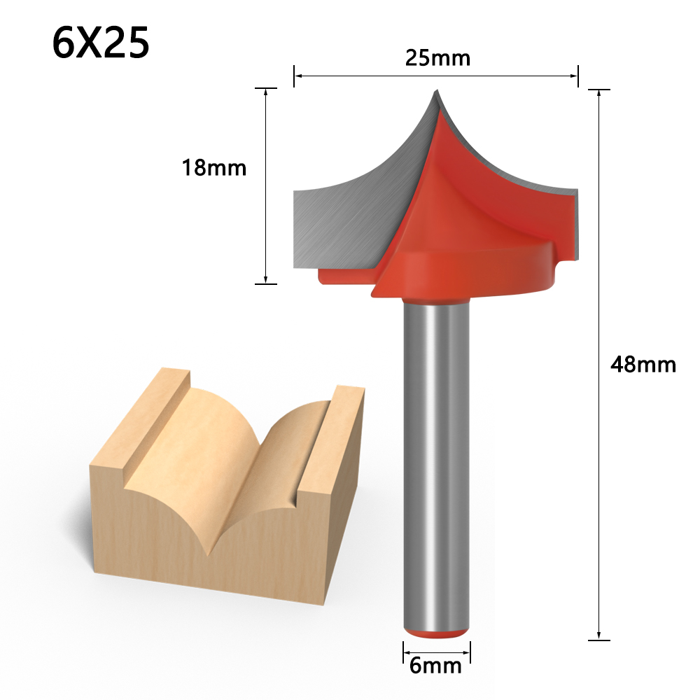 1pc 6mm Shank CNC tools solid carbide round nose Bits Round Point Cut Bit Shaker Cutter Tools For Woodworking: 6X25