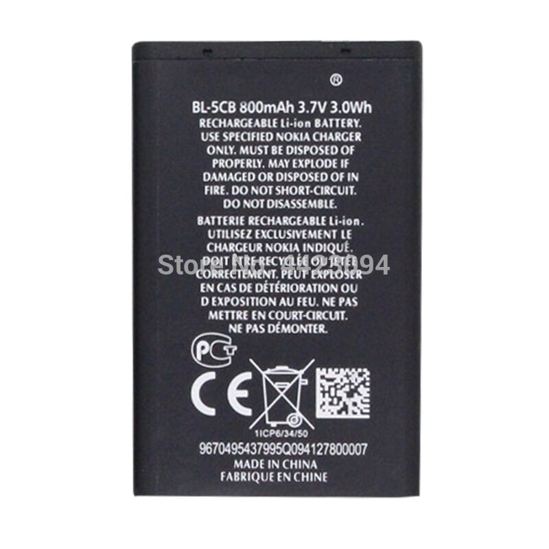 1-5PC de litio de la batería del teléfono BL-5CB BL5CB 3,7 V 800mAh batería BL 5CB para Nokia 3600, 3660, 6620, 6108, 3108, 2135 N91 1280