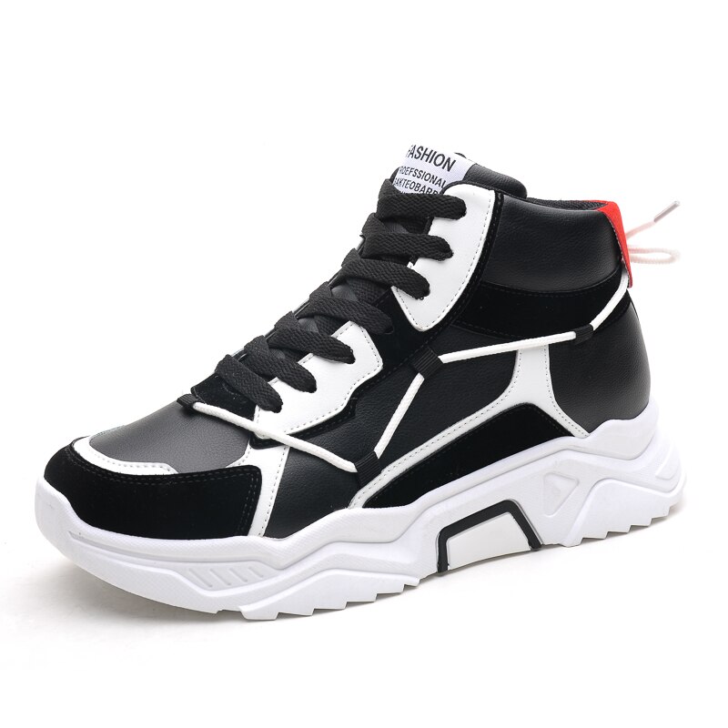 Skateboarding shoes man women high classic sneakers outdoor: Black / 7.5