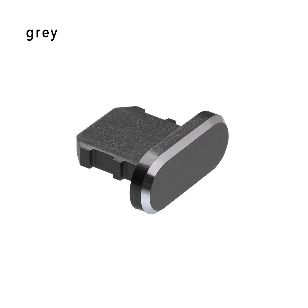 1Pcs Colorful Metal Anti Dust Charger Dock Plug Stopper Cap Cover For iPhone X XR Max 8 7 6S Plus Cell Phone Accessories: Gray