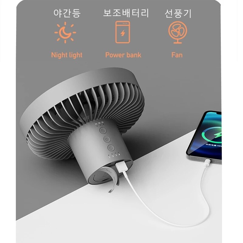 XIAOMI – ventilateur de plafond multifonction, rechargeable par USB, avec trépied, refroidissement de l'air, avec veilleuse, pour Camping en plein Air