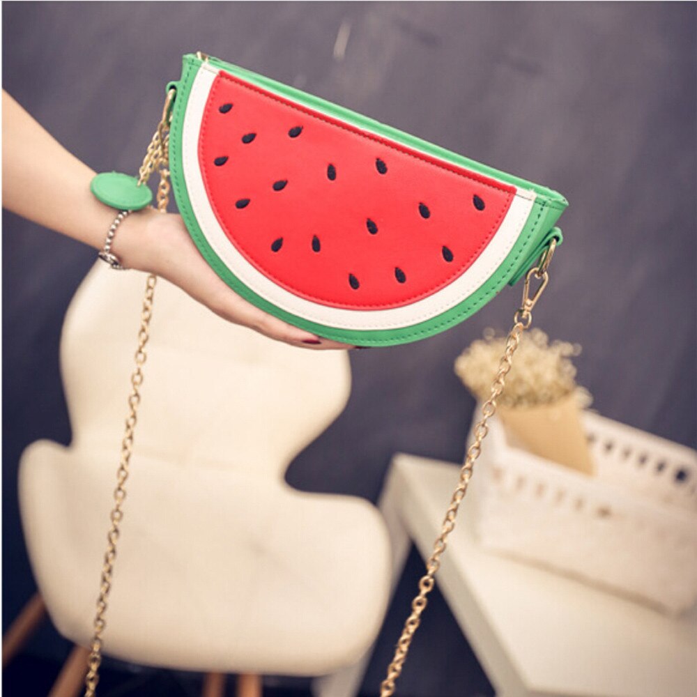 Bolso bandolera de verano dulce para mujer bolsos de hombro de cadena de fruta Linda bolso de cuero para mujer sandía naranja bandolera