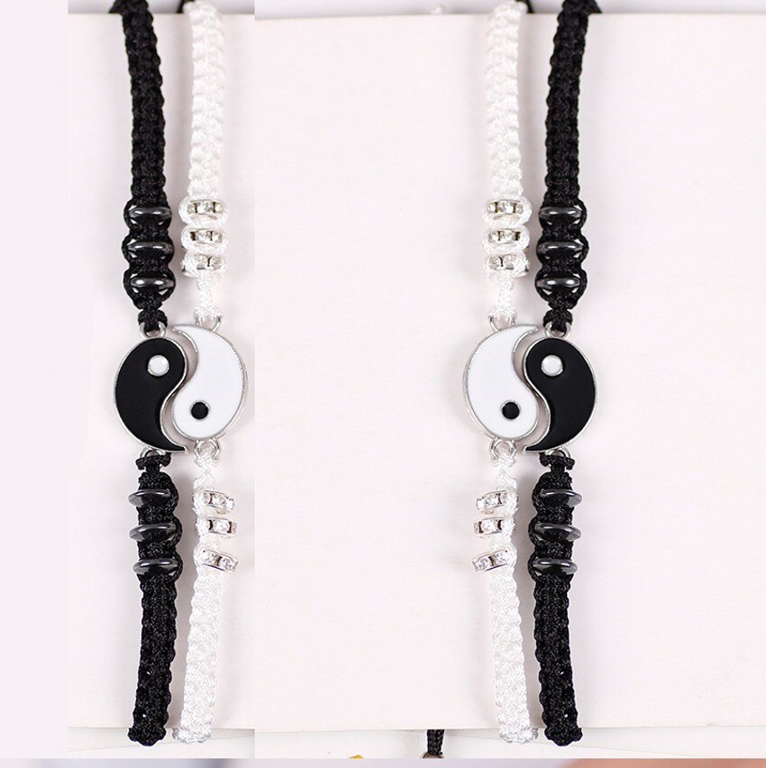 1 Paar Paar Armband Chinese Retro Tai Chi Gossip Verban Pech Hand Geweven Touw Bff Beste Vriend Vriendschap Sieraden
