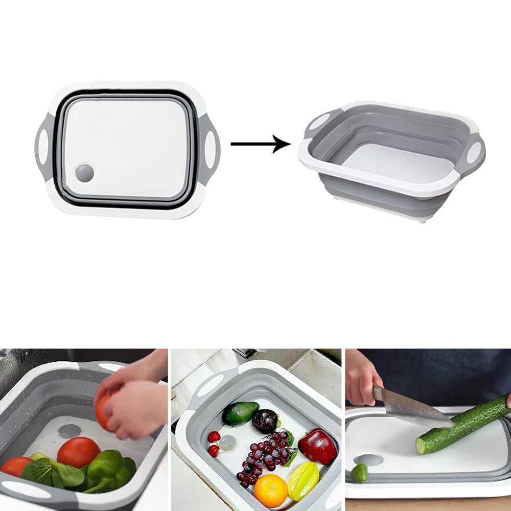 Collapsible Silicone Cutting Board With Storage Dish Tub Colander Multifunctional Kitchen Gadget Chopping board