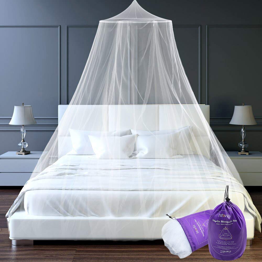 Universal Anti Mosquito Mesh Net Dome Hanging Bed Canopy Netting for Single to King Size Beds Hammocks Cribs with Storage Bag