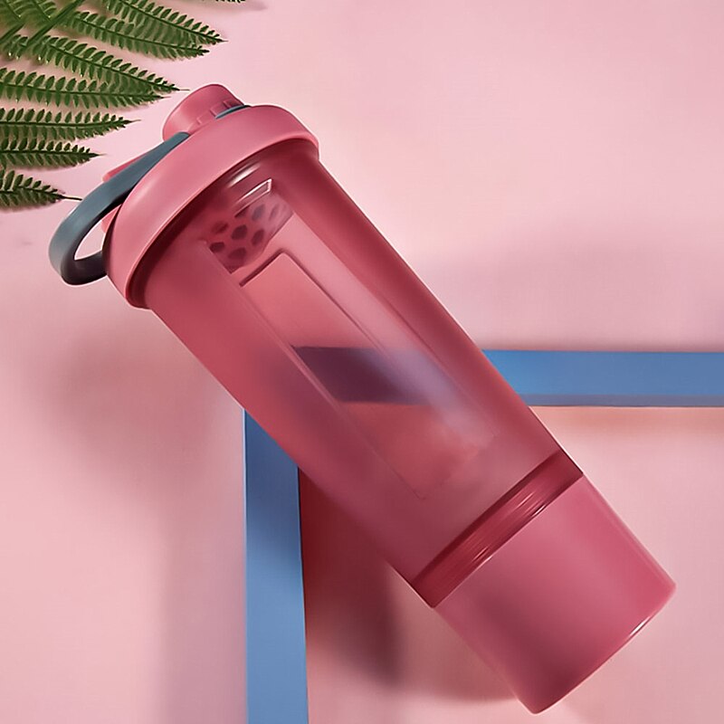 Sport fitness vandflaske protein shaker flaske 600ml miljøvenlig bærbar lækagesikker udendørs gym træning drikkevarer bpa gratis: Rød