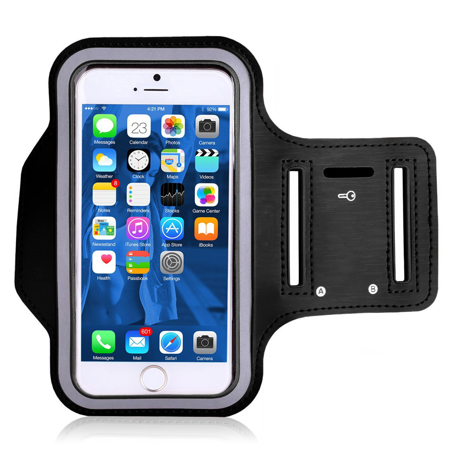 5.5 Inch Universal Outdoor Sport Telefoon Houder Armband Case Voor Xiaomi Gym Running Phone Bag Arm Band Case Voor Huawei p20 Hand: Black
