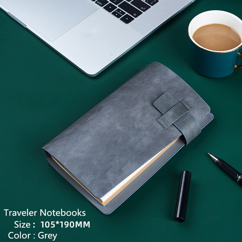 Portable Office Stationery Planner,Cute A6 Leather Mini Travel Schedule Diary Bullet Journal Notebooks Brown: Grey