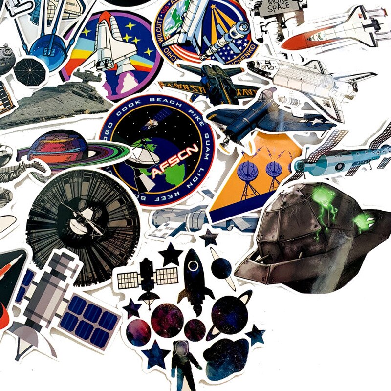 34pcs Funny Astronaut Aircraft Stickers For Luggage Laptop Refrigerator Motorcycle Skateboard