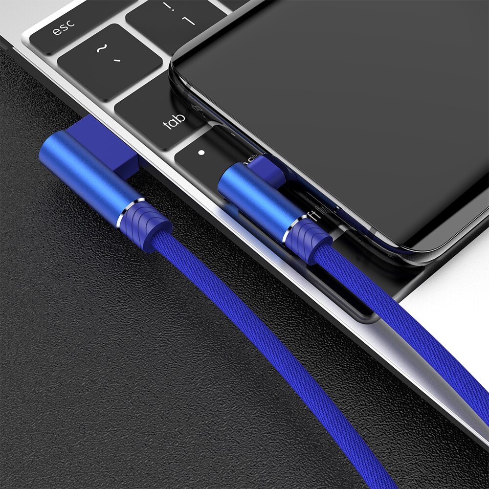 3m USB Type C Cable for Samsung S10 S20 3A Fast Charging Cord 90 Degree Type-c Wire USB C Charger Cable For Huawei P30 P40 Pro: Blue / 1m