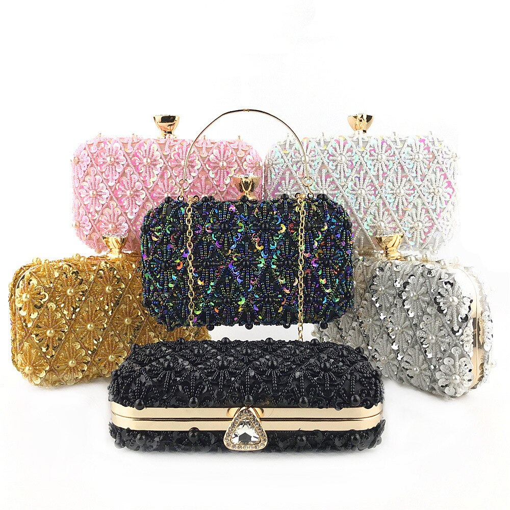Handgemachte Pailletten Perlen Abend Tasche Silber Goldene Handgemachte Hochzeit Party Brautjungfer Telefon machen-hoch Schild Cluches Tasche