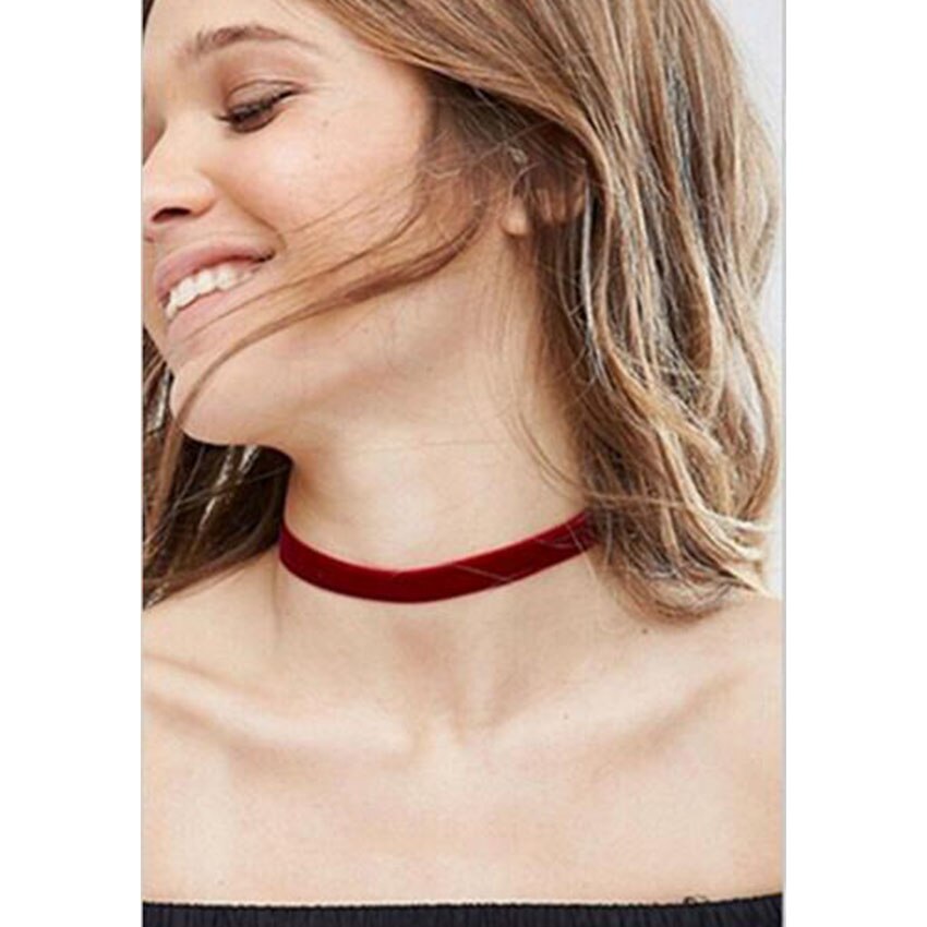 7pcs Black Velvet Choker Necklaces For Women Colorful Chokers Necklaces Pink Chocker collares mujer Collier ras de cou