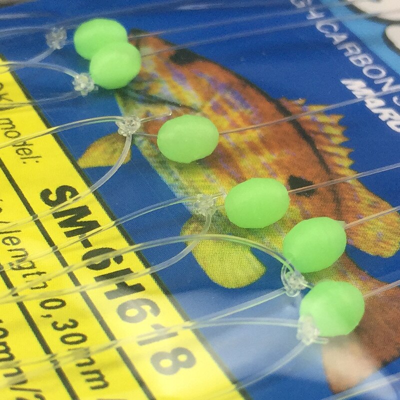 Minfishing Sabiki Fiskekrokar - 5 Pack/Parti - Lina med 6 Små Krokar och Lysande Pärlor