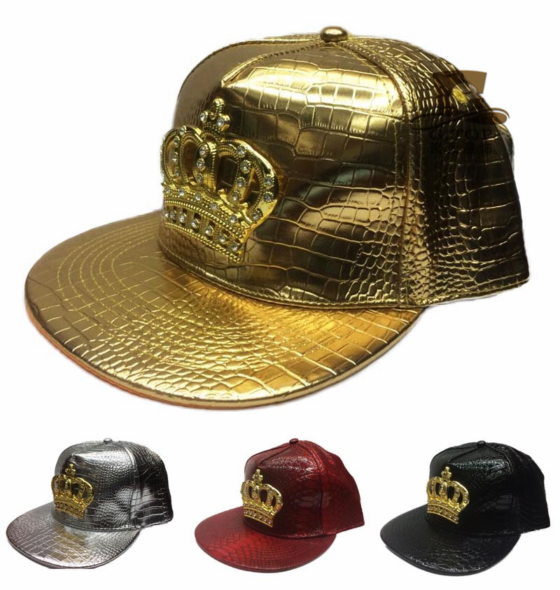 Lær høst merkevare metall crowne europa baseball cap hatt for menn kvinner casual hip hop snapback caps solhatter