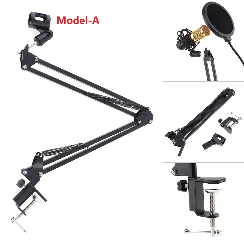 Black NB-35 Microphone Scissor Arm Stand Mic Clip Holder with Desktop Alloy Base Clampfor KTV / Studio Microphone accessories: Model-A