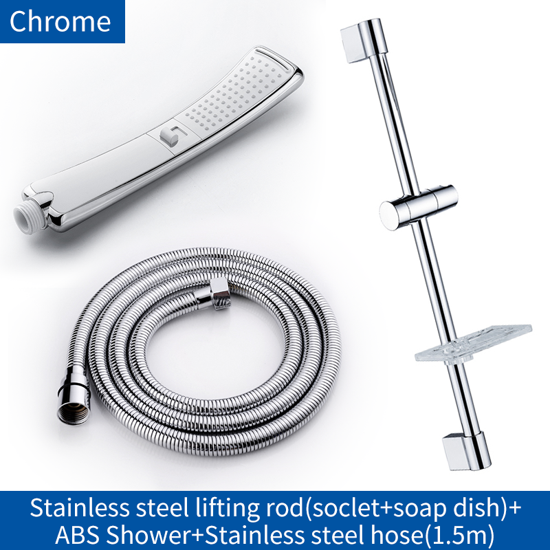waterval 2 functies regendouche hoofd hoge druk handheld douche sproeier set waterbesparend met douche slang douche slib bar geborsteld nikkel mat zwart chroom gepolijste mode nieuw: Marineblauw
