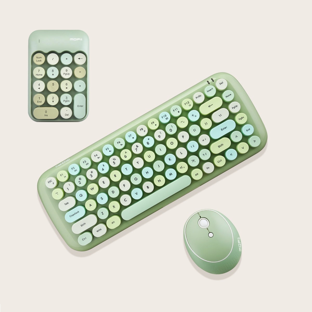 2.4G Wireless Keyboard Set Mixed Candy Color Roud Keycap Keyboard and Mouse Comb for Laptop Notebook PC Girls
