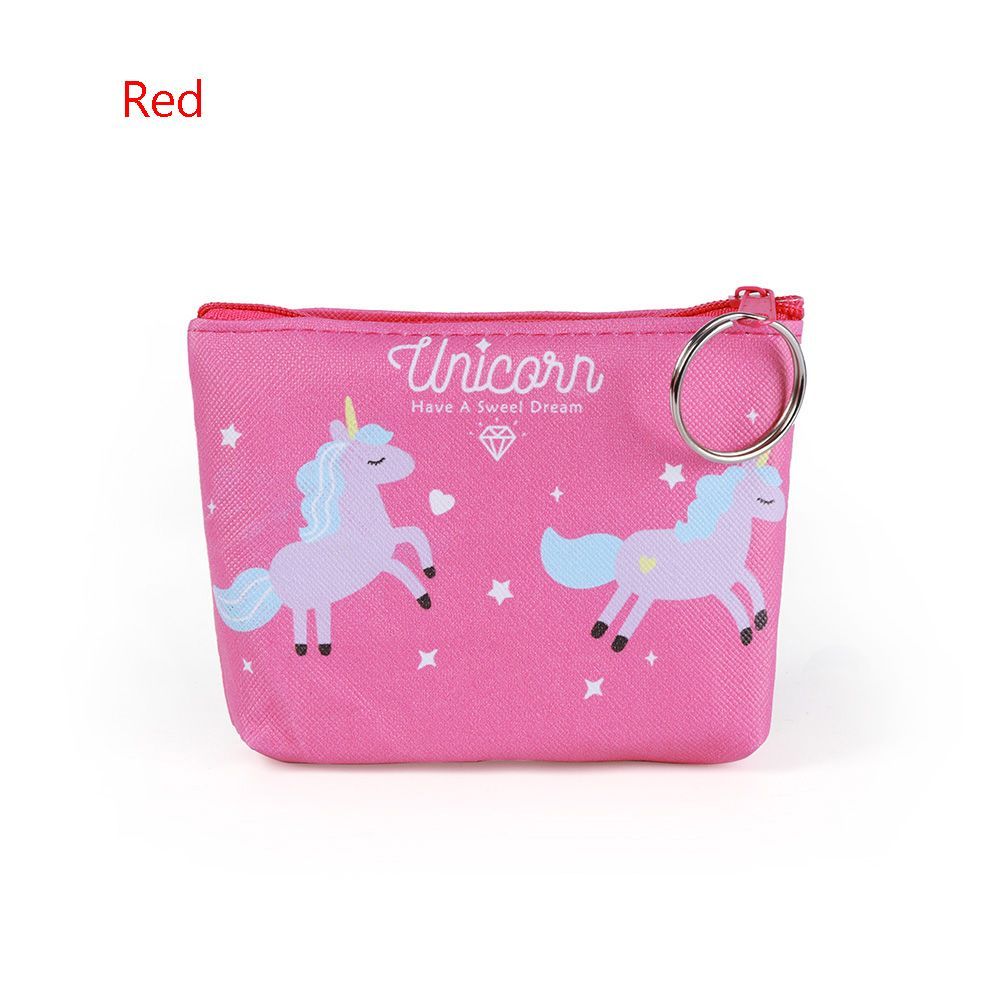 Vrouwen Meisje Uil/Eenhoorn/Flamingo Printing Mini Draagbare Tassen Mode Portemonnee Kaarthouder Portemonnee Key Pouch Maken up Cartoon Tas: red