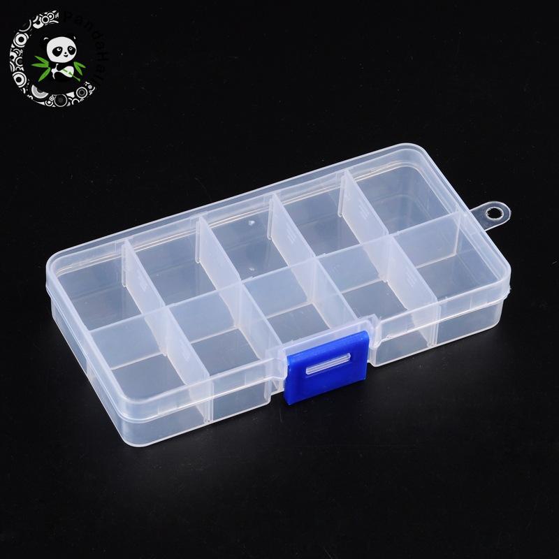 10 compartiment Kralen Containers Organiser Opslag Plastic Doos voor Loom Kralen Nail Art Kralen, 7x13x2.3 cm, 15 Units/lot