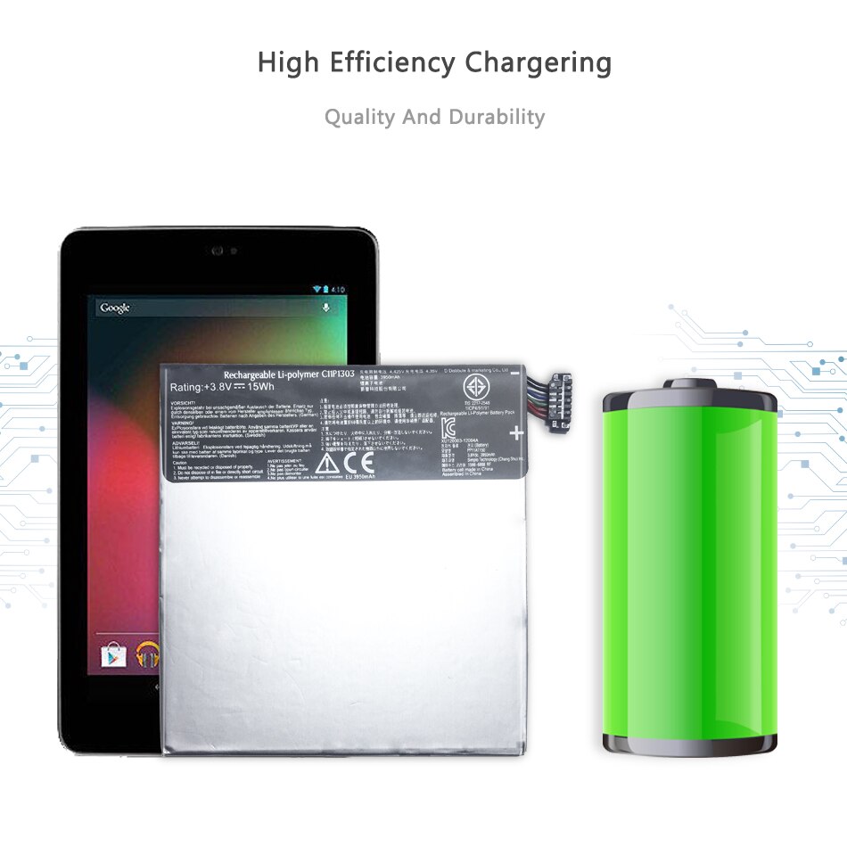 Para Asus Google Nexus 7 Ii 2 2nd Gen versión ME571 ME57K ME57KL K009 de reemplazo 3950mAh C11P1303 Tablet batería