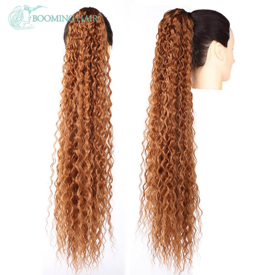 Coletero de onda larga de agua extensiones de cabello con Clip, pelo sintético, cola de caballo de 32 pulgadas