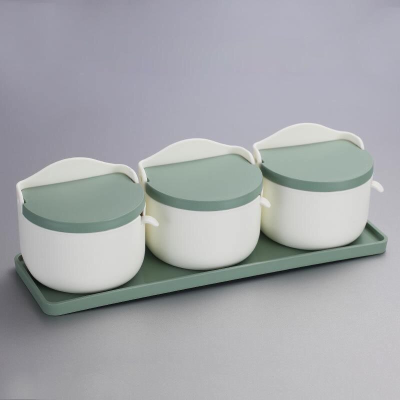 1 Set Plastic Sugar Bowl with Spoon Kitchen Salt Container Salt And Pepper Spice Bottle: 04
