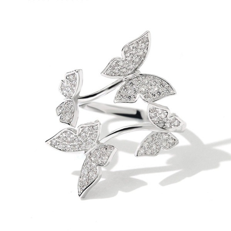 Women Cute Butterfly Opening Ring Adjustable Open Finger Ring Jewelry Wedding Ring Accessories Girl: Silver