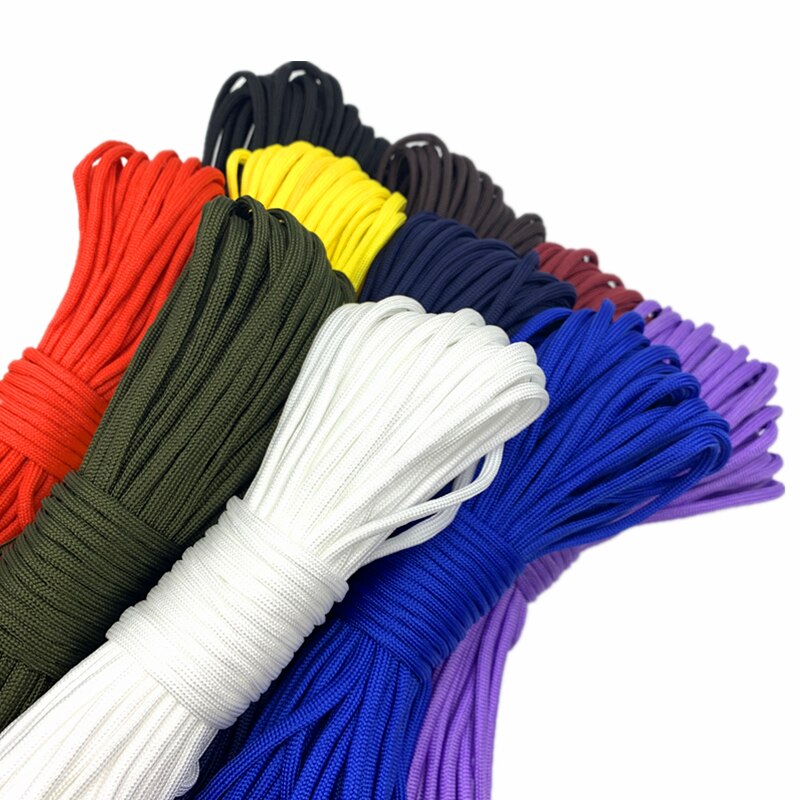 Cuerda de paracaídas blanca para escalada, equipo de supervivencia, pulsera de Paracord, 0,5/0,8/1,0/1,5/4mm, 10 yardas