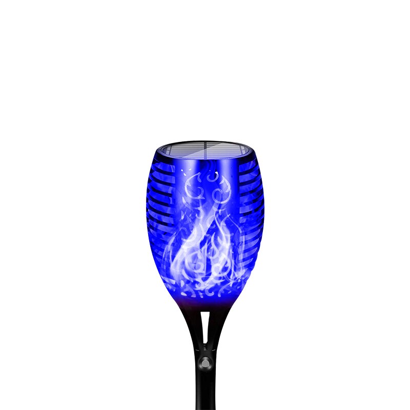 Solar Powered LED Torch Flickering Light 12/33LED Garden Decoration Lawn Lights Waterproof Yellow Blue Purple Lights: Blue-1PACK / 33LEDS